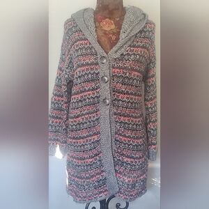 Women's Intimately Free People Gray and Pink Hooded Cardigan Xs